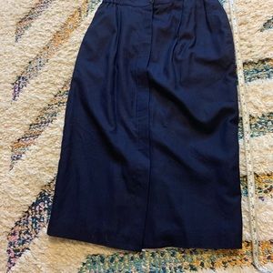 Vintage Talbots silk pencil skirt navy